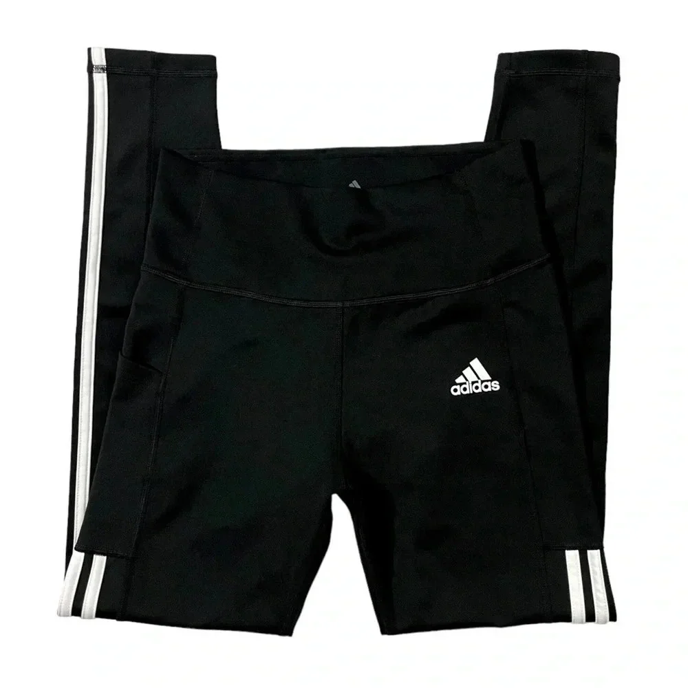 Adidas Aeroready 3 Stripe High Waisted 7/8 Leggings NWOT - Picture 1 of 4